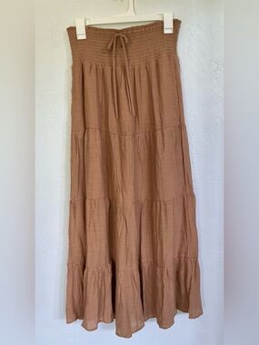 NWT Love TreevTiered Maxi Skirt - Taupe Brown